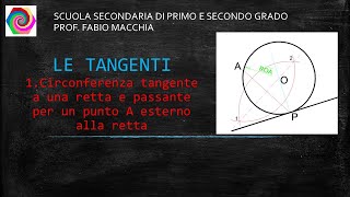 1 LE TANGENTI Circonferenza tangente a una retta e passante per un punto A esterno alla retta [upl. by Fanchie]