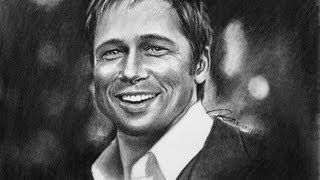 Young Brad Pitt Drawing in Charcoal [upl. by Odoric]