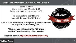 Dante Certification Level 3 English Webinar  22nd April 2020 [upl. by Caraviello]