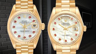 Rolex President Day Date 118238 amp Datejust 179178 Yellow Gold MOP Rubies Watches  SwissWatchExpo [upl. by Fleurette]