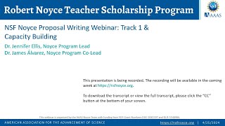 NSF Noyce Proposal Preparation Webinar Track 1 amp Capacity Building [upl. by Willette]