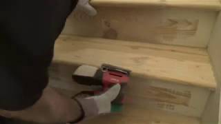 Sanding stairs for staining [upl. by Ahsieket]