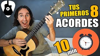 Como tocar guitarra fácil Aprende 8 acordes básicos en 10 minutos [upl. by Bonneau807]