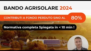 Bando Agrisolare 2024  Normativa Completa Spiegata in 10 min [upl. by Teufert]