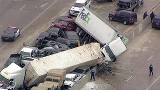 Scary Scene At least 8 dead dozens hurt in massive crash on icy Texas interstate [upl. by Ralyat]