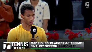 Felix AugerAliassimes 2024 Madrid Open Finalist Speech  2024 Madrid Final [upl. by Elleuqram]