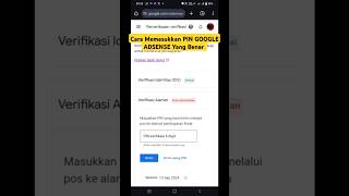 Cara Memasukkan PIN GOOGLE ADSENSE Yang Benar youtubetutorials youtubeshort youtubevideos [upl. by Nedla882]