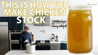 Homemade Roasted Chicken Stock Recipe Bone Broth [upl. by Conover45]