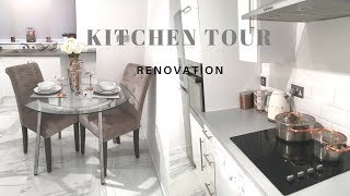 MY KITCHEN TOUR LUXURY RENOVATION Tons Of Tiles  Designing My Apartment On A budget  JV HOME [upl. by Templer950]