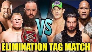 John Cena The Rock and Roman Reigns vs Lesnar Big Show and Strowman Elimination Tag [upl. by Bertram32]