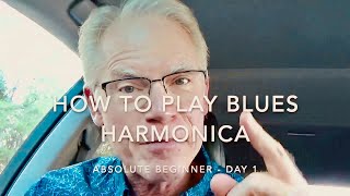 How To Play Blues Harmonica – Absolute Beginner  Day 1 [upl. by Skyla]