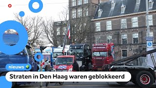 Nu ook in Nederland coronaprotest met vrachtwagens [upl. by Ekul]