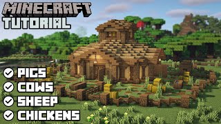 Minecraft  Animal Barn Tutorial How to Build [upl. by Snodgrass]