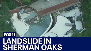 Landslide in Sherman Oaks damages two homes [upl. by Rexferd]