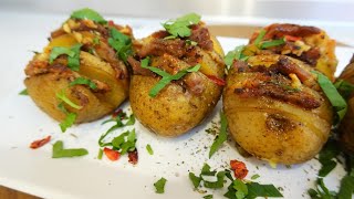 How To Make Hasselback Potatoes  Hasselback Potatoes with Bacon  Simple Recipe  Easyvideo [upl. by Lon]