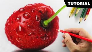 Drawing CHERRY with Color pencil  Tutorial for BEGINNERS [upl. by Dilan]