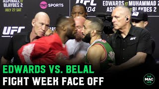 Leon Edwards fails to make Belal Muhammad flinch at Face Off  UFC 304 [upl. by Arvid999]