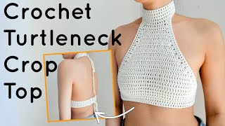 Crochet Turtleneck Crop Top  Tutorial DIY [upl. by Nnylecyoj]