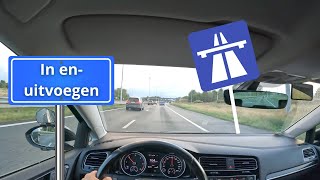 Invoegen  Uitvoegen  Snelweg  Autoweg  Inhalen  Rijstrook met kijktechniek  rijbewijs  rijles [upl. by Gerita895]