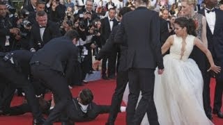 SHOCKING America Ferrera ambushed by man who climbs under her dress at Cannes Film Festival [upl. by Annecorinne]