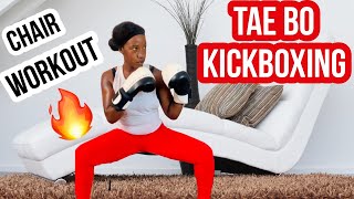 Tae Bo Chair Cardio Kickboxing Workout  Easy on Knees Total Body Burn [upl. by Aiuqal]