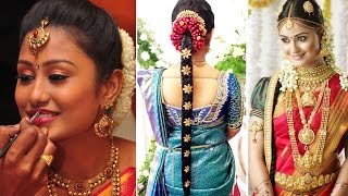 South Indian Bridal Saree Draping with Bridal Makeup and Bridal Hairstyle Tutorial  Marriage Makeup [upl. by Isoais]