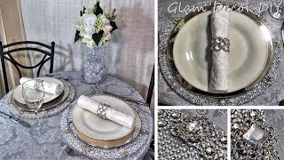 DIY Round Glam Placemats Dollar Tree Glam Home Decor Ideas [upl. by Juxon476]