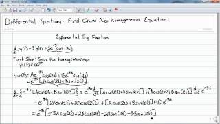 0211 Differential Equations First Order NonHomogeneous Exp Trig Function [upl. by Samara]