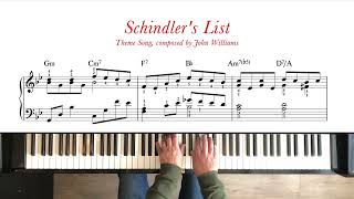 Schindlers List  Theme Song John Williams Piano tutorial  sheet music Early intermediate [upl. by Kaitlyn]