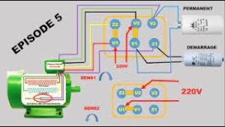 moteur 220v avec deux condensateurs et un interrupteur de changement [upl. by Einal]