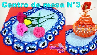 Centro de mesa N° 3 ovalado tejido a crochet con Flores PENSAMIENTO paso a paso  MILAGROS ENA [upl. by Nealey]