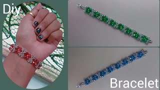 How to make simple bead braceletBeading Tutorial beadbracelet braceletmaking easy diy [upl. by Scevour]