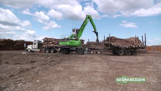 SENNEBOGEN  Timber Handling 830 Mobile Trailer Machine loading timber [upl. by Moorefield]