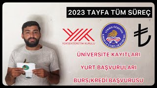 MÜJDE ÜNİVERSİTE KAYITLARI amp KYK YURT BAŞVURULARI amp BURSKREDİ BAŞVURUSU 2023 TAYFA TÜM SÜREÇ [upl. by Ayahsal888]