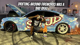 I ALMOST SET MY CAR ON FIRE DRIFTING AROUND FIREWORKS😱 [upl. by O'Donovan]