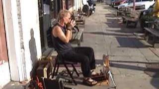 Gussow oneman Mississippi blues band busking 2009 [upl. by Twum484]