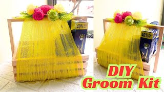 DIY Groom Hamper Packing  Wedding Decor Ideas  Groom Kit Making [upl. by Drareg]