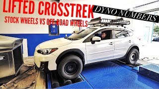 LIFTED SUBARU CROSSTREK DYNO NUMBERS STOCK TIRES VS MUD TERRAINS [upl. by Mylan]