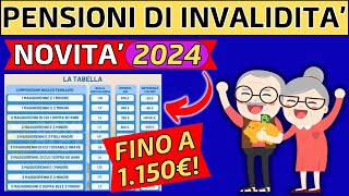 ✅PENSIONI DI INVALIDITA👉NOVITA 2024👉FINO A 1150€❗️ [upl. by Hahnke]