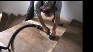 Sanding a Staircase  Refinish sand stain laquer wooden stairs [upl. by Ozzie]