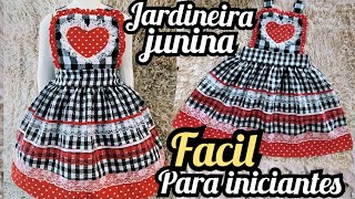 Como fazer Jardineira junina infantil ou vestido junino SUPER FÁCIL DE FAZER PARA INICIANTES [upl. by Ahsilahk]