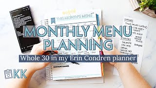 Menu Planning Free Printable Monthly Meal Plan Calendar Erin Condren Planner Whole 30 Dinner Ideas [upl. by Naman]