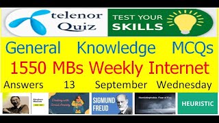 13 September 2023 Telenor Questions and Answers  Telenor Questions Today  General Knowledge MCQs [upl. by Neiviv]