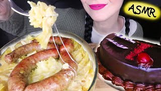 ASMR CHEESY PASTA BAKE WITH SAUSAGES amp CHOCOLATE MOUSSE CAKE 🎂  No Talking Mukbang  Eating Sounds [upl. by Pontone731]