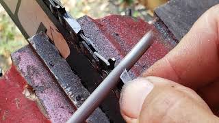 Chainsaw chain sharpening  adjusting rakers [upl. by Hgielak392]