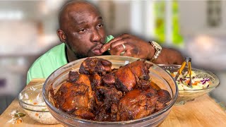 CLIFFIE CAME TO EAT  JAMAICAN BROWN STEW CHICKEN MUKBANG EATING SHOW [upl. by Sacksen]