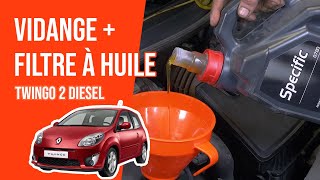 Vidange et changement du filtre à huile TWINGO 2 15 dCi 🛢 [upl. by Duster]