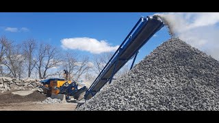 Crushing Concrete WOW Look at that Material Pour Off the Rebel Crusher [upl. by Gish]