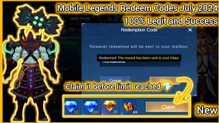 Mobile Legends Redeem Codes July 8 2024  MLBB Diamond redeem code Today Collect your ML Promo Dias [upl. by Amye]