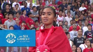 Athletics Womens 5000m Final Victory Ceremony Day 4 afternoon  28th SEA Games Singapore 2015 [upl. by Jareen]